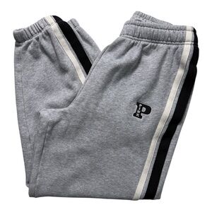 PINK Victoria's Secret Gray Joggers with Black and Cream Stripes Size Medium